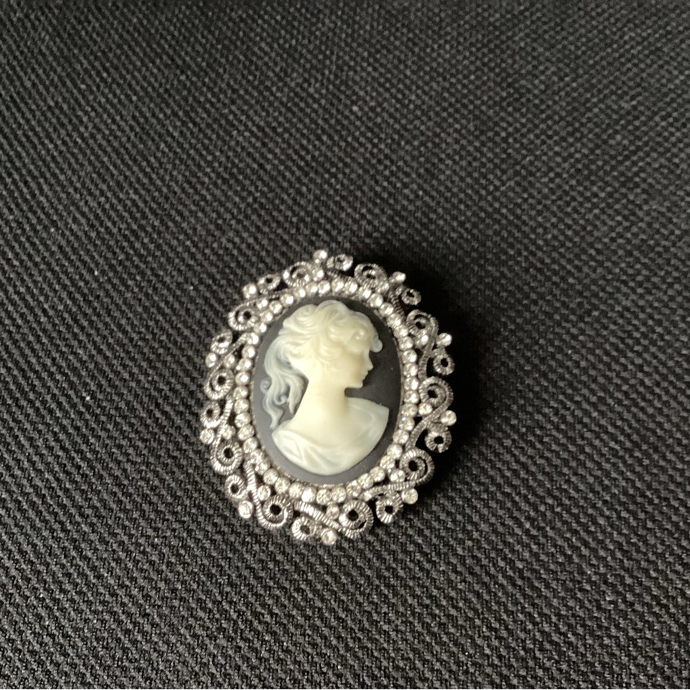 Elegant Silver Cameo Brooch